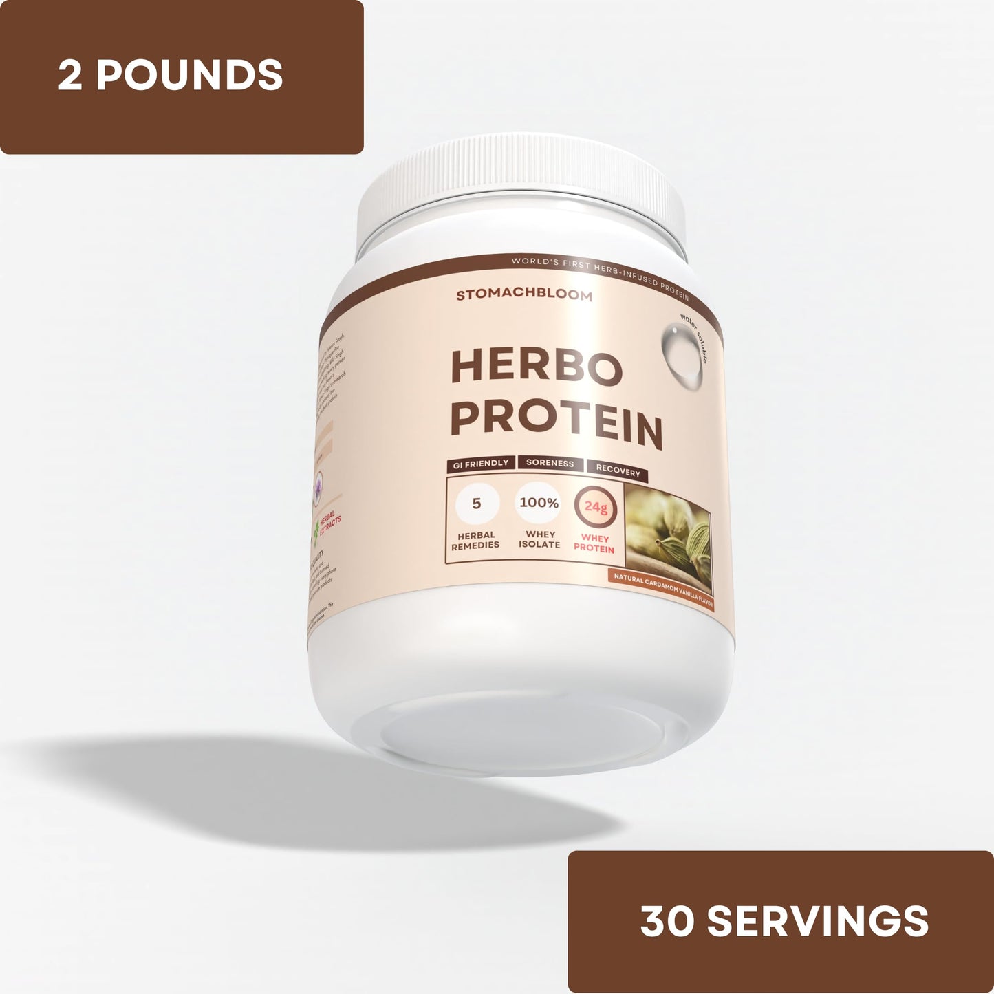 Nano Meda Herbo Protein 100% Whey Protein Isolate, Naturally Hydrolized Protein Powder, 30 Servings