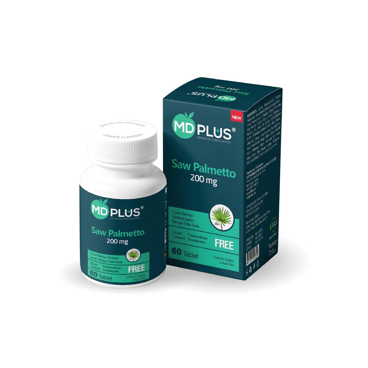 HairMD Md Plus Advanced Hair Saw Palmetto 200 mg Tablet, 60 Count