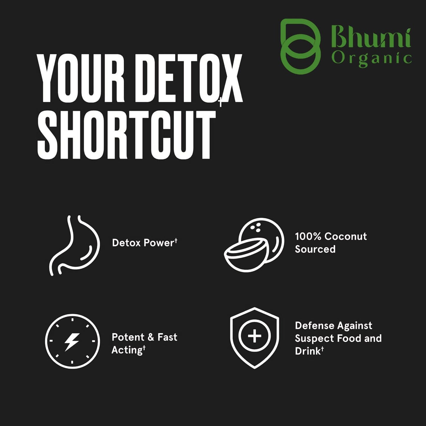 Bhumi Organic Coconut Based Activated Charcoal 500 mg Capsule 60 Count