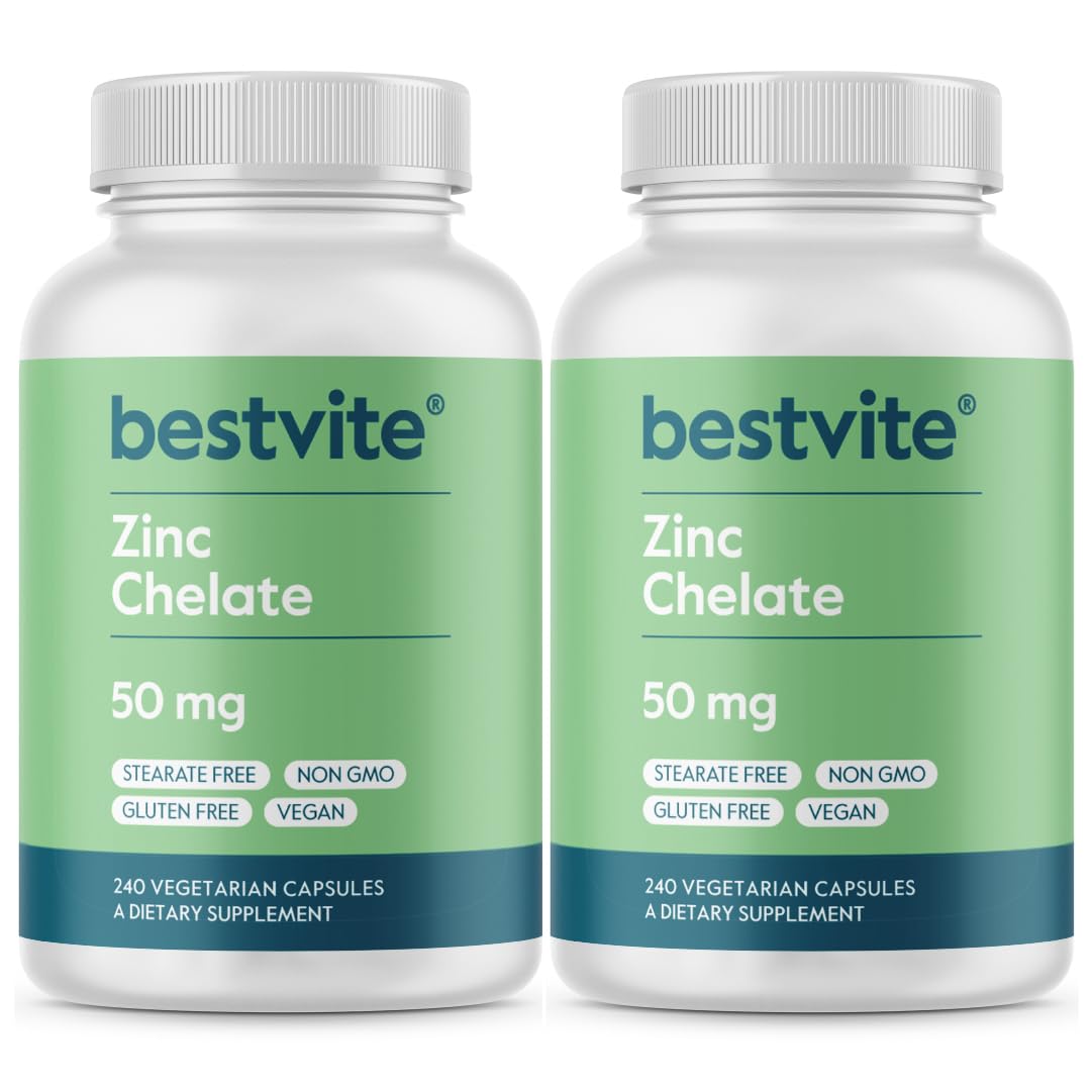 BESTVITE Zinc Chelate 50mg Capsules, 480 Count