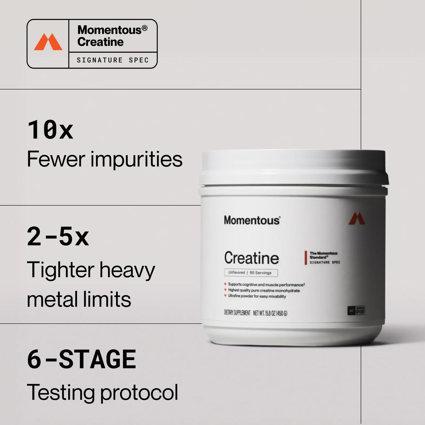 Momentous Creatine Monohydrate Powder, 90 Servings