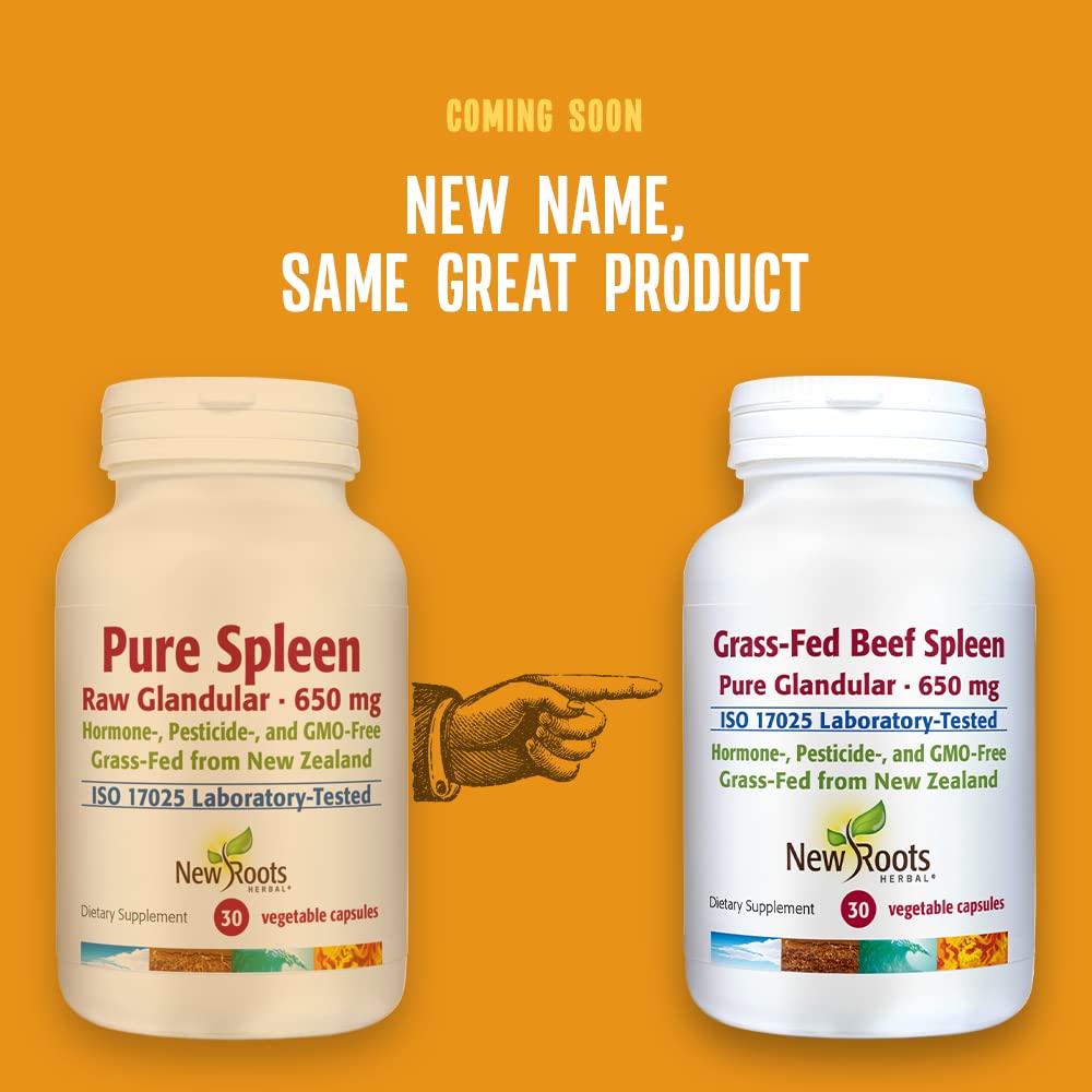 New Roots Herbal Grass-Fed Beef Spleen Capsule, 30 Capsules