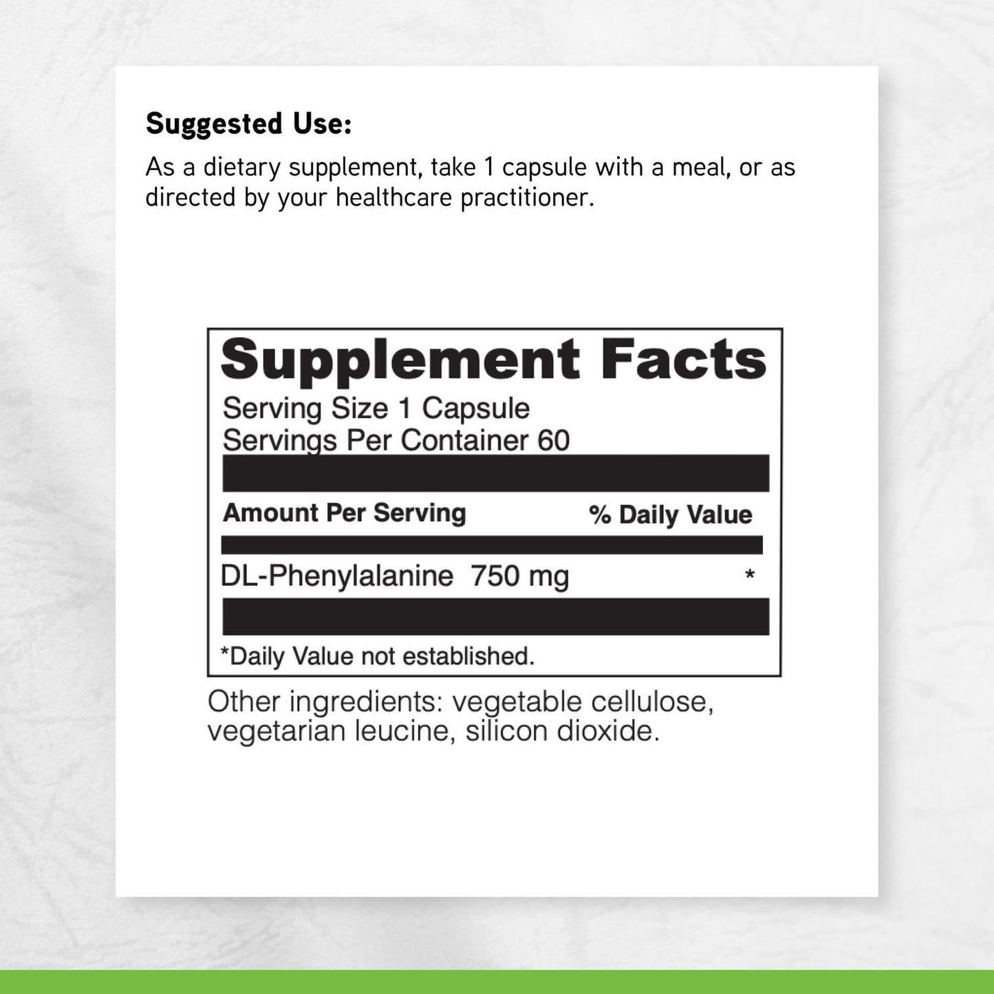 DAVINCI DL-Phenylalanine 750 mg, 60 Vegetarian Capsules
