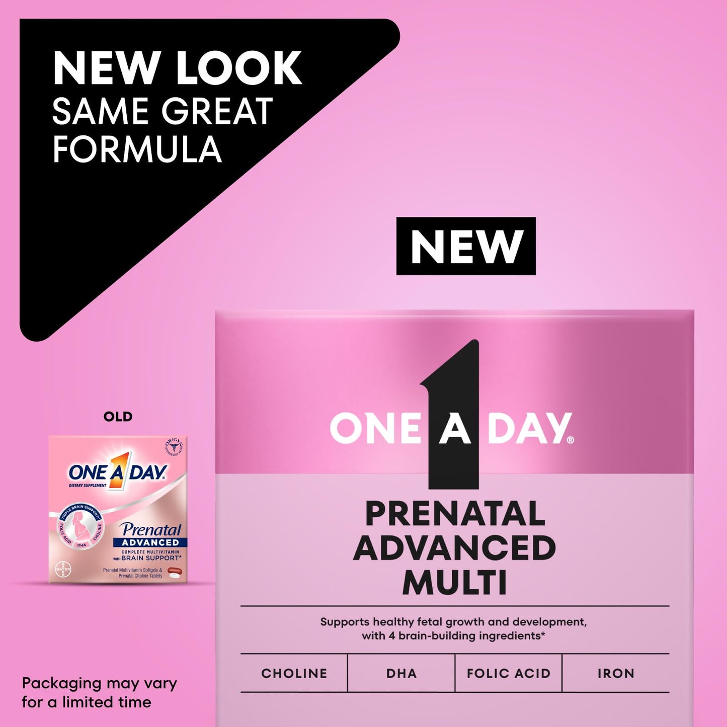 ONE A DAY Prenatal Advanced Vitamins with Folic Acid, Choline, DHA & Iron, 60 Tablets