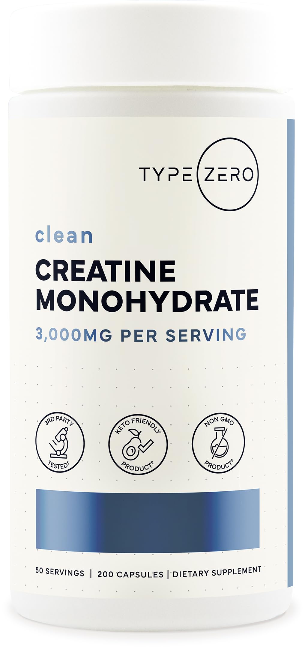 Type Zero Clean Creatine Monohydrate Capsules 200 Count