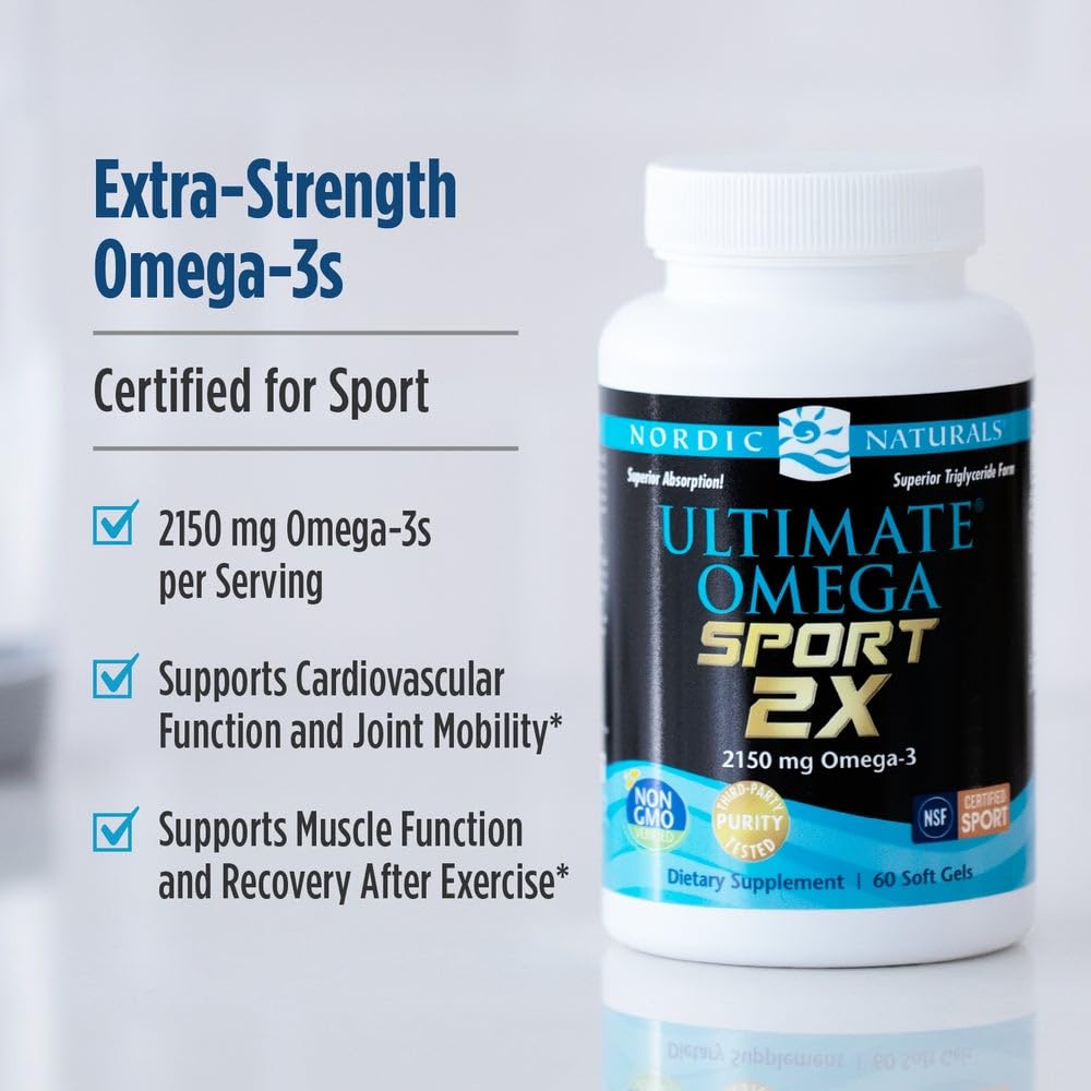 Nordic Naturals Ultimate Omega Sport 2X Lemon Flavor Soft Gels, 60