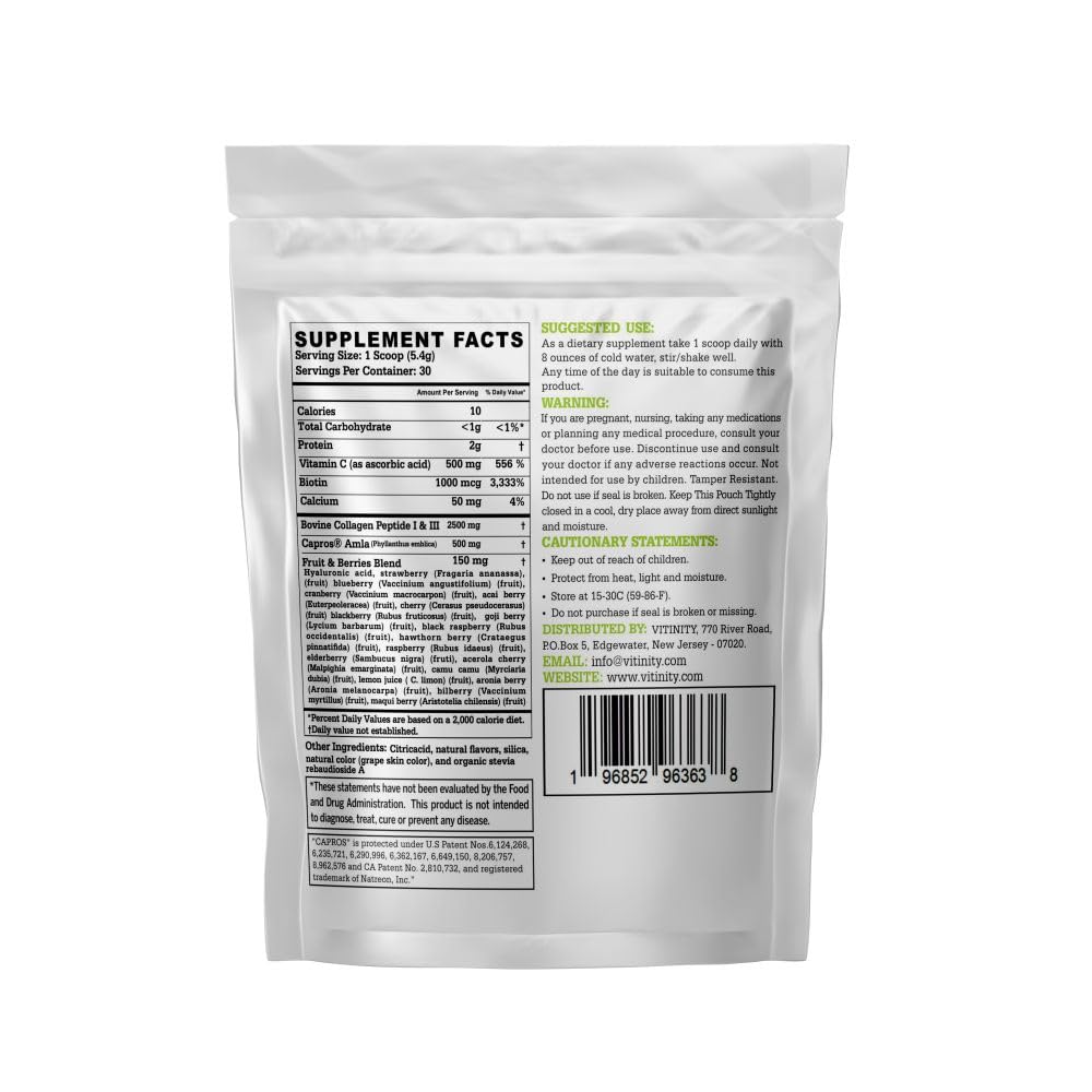 VITINITY Amla Superfood Collagen Powder (Type 1 & Type 3), 5.7 oz