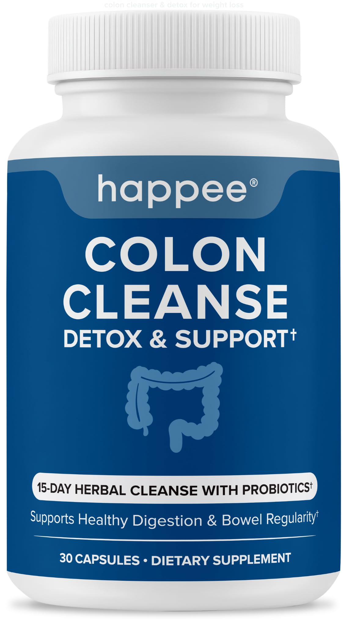 Happee Colon Cleanser & Detox for Weight Loss Support Capsules, 30 Count