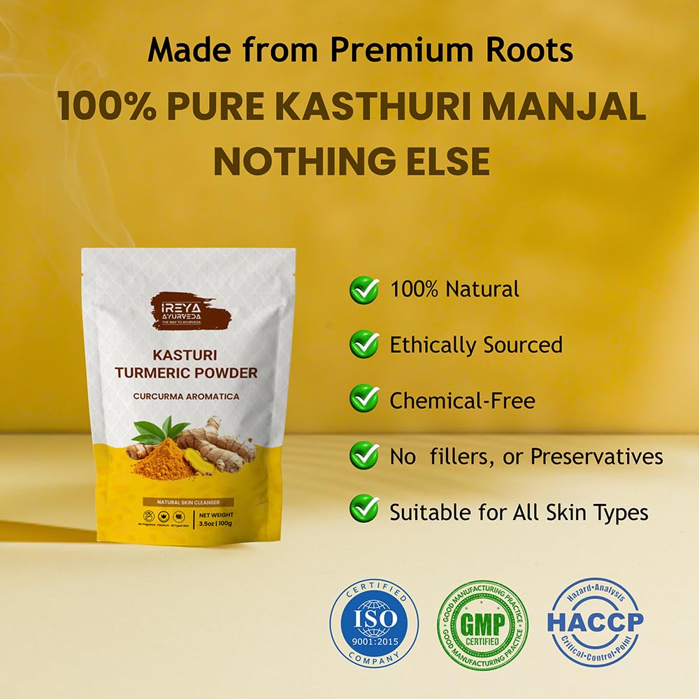 Ireya Ayurveda Kasthuri Manjal Powder, 3.5 oz