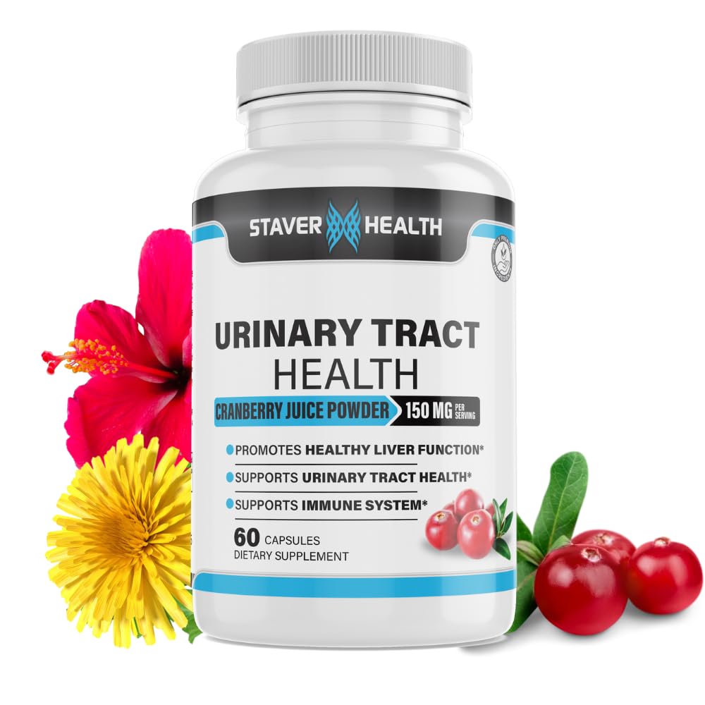 Staver Health Cranberry Urinary Tract Health D Mannose 1000mg Capsules, Dandelion Herb, 60 Capsules