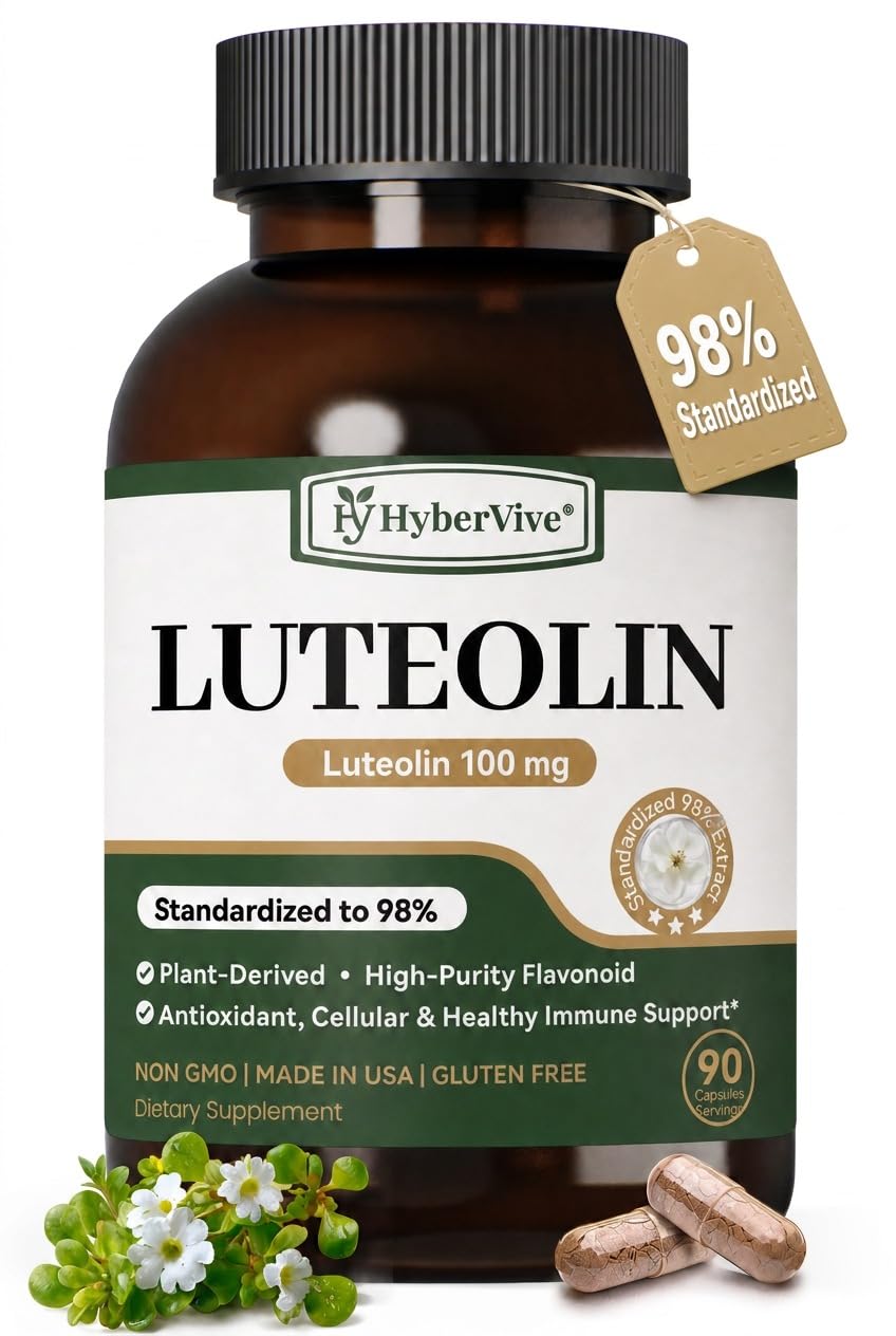 HyberVive Pure Luteolin Supplement 100mg Capsules, 90 Count