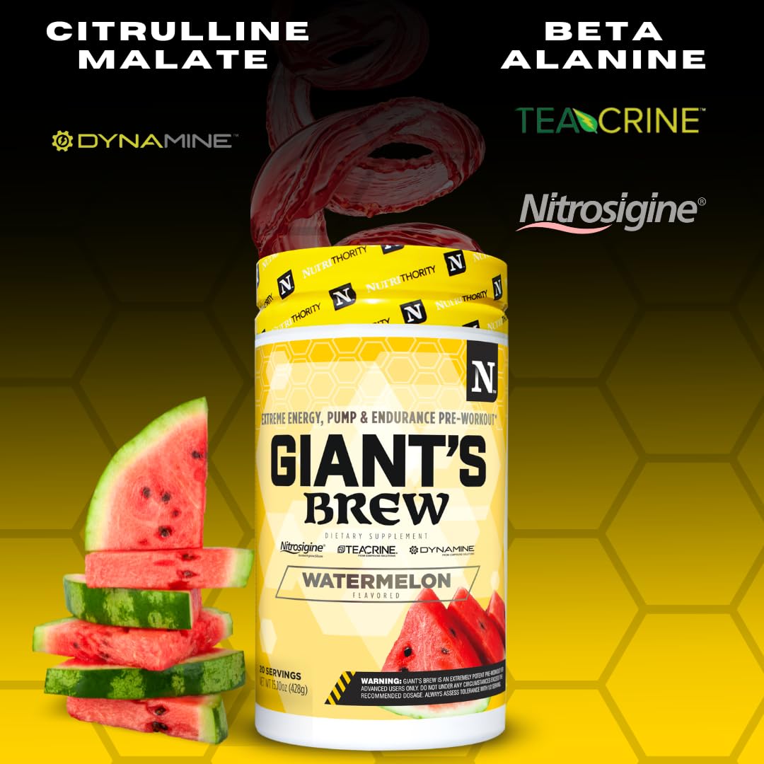 Nutrithority Giant’s Brew Advanced Pre Workout Powder, Blackberry Lemonade, 19 Ounce