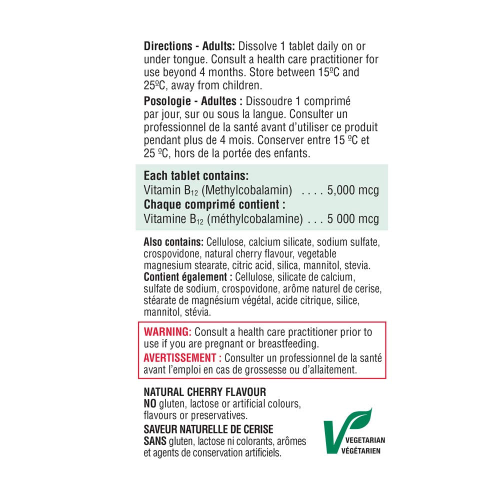Jamieson Vitamin B12 5,000 mcg, 45 Tablets