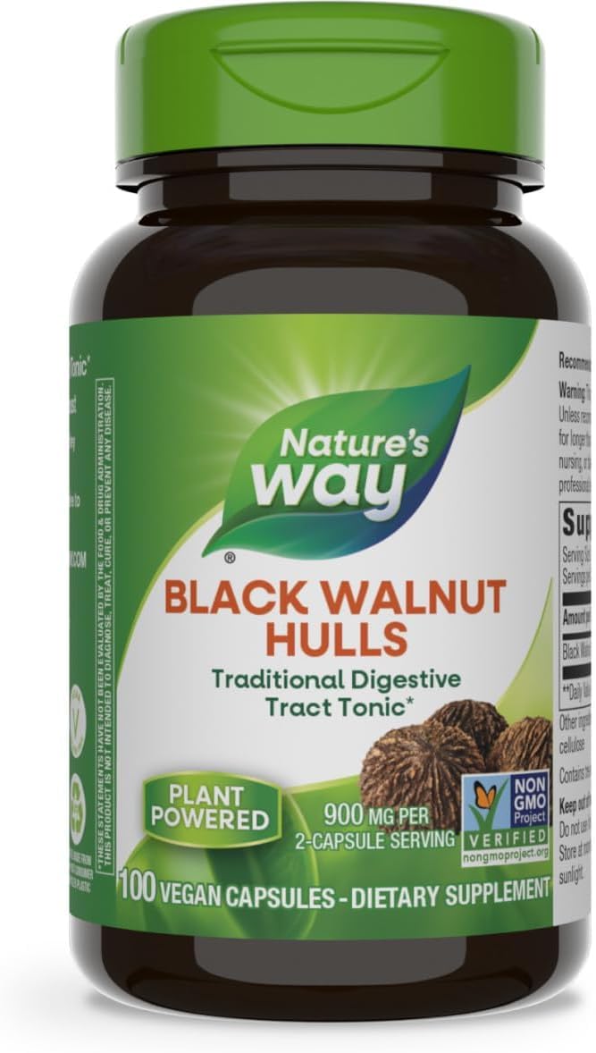 Nature's Way Black Walnut Hulls 500 mg Capsules, 200 Count