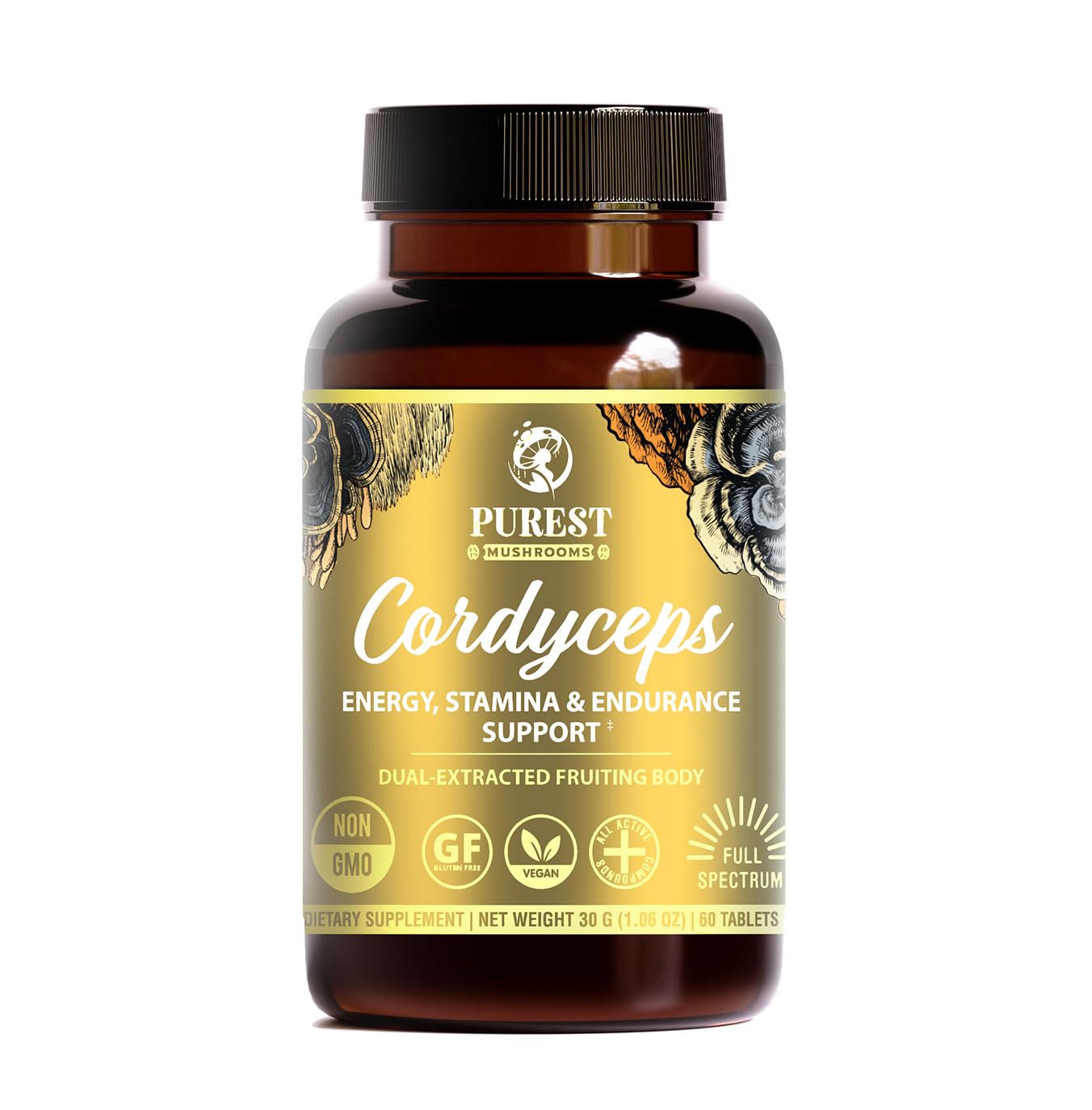 Purest Mushrooms Cordyceps Mushroom Extract Tablets 30 Count