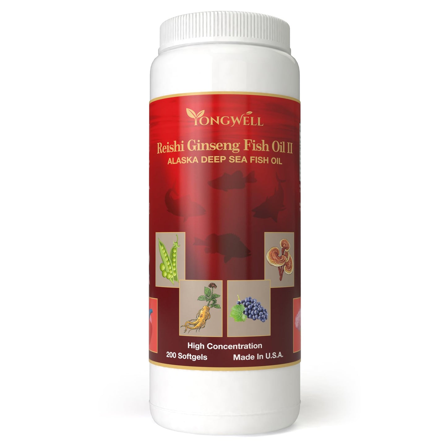 YongWell Reishi Ginseng Fish Oil II Softgels 200 Count
