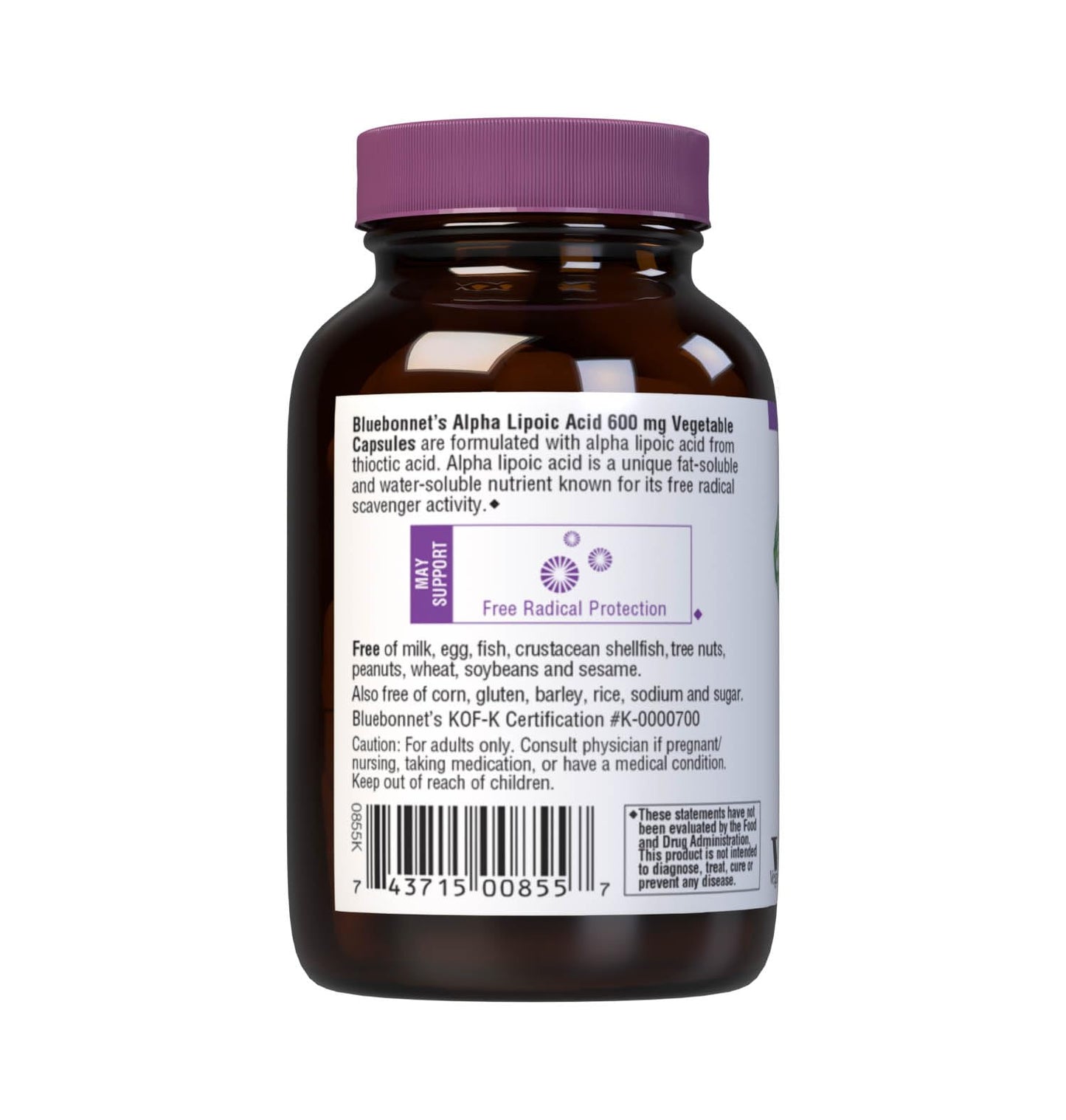 BlueBonnet Alpha Lipoic Acid 600mg Capsule, 30 Count