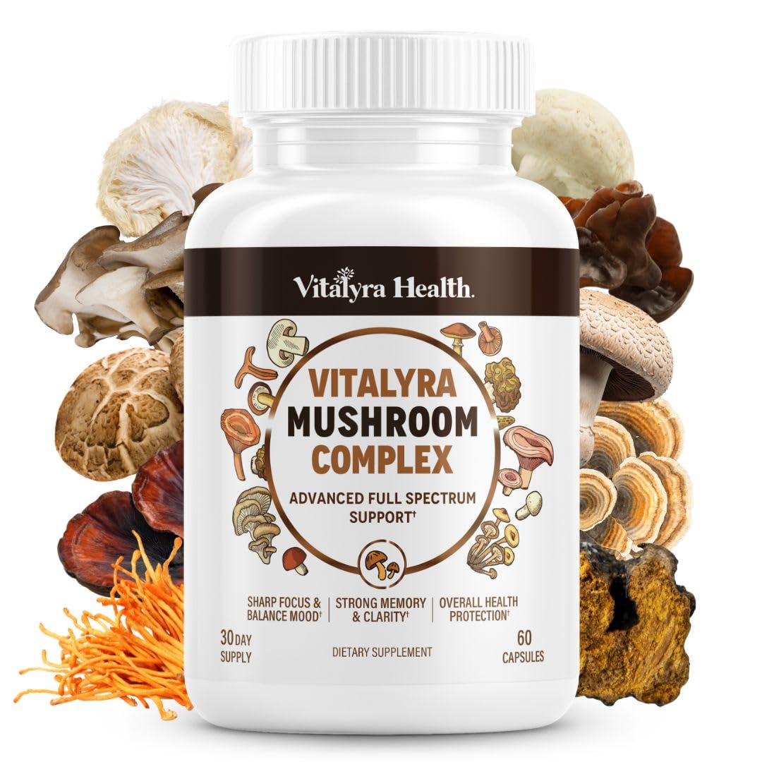 Vitalyra Health 10-in-1 Mushroom Supplement Complex Capsules, 60 Count