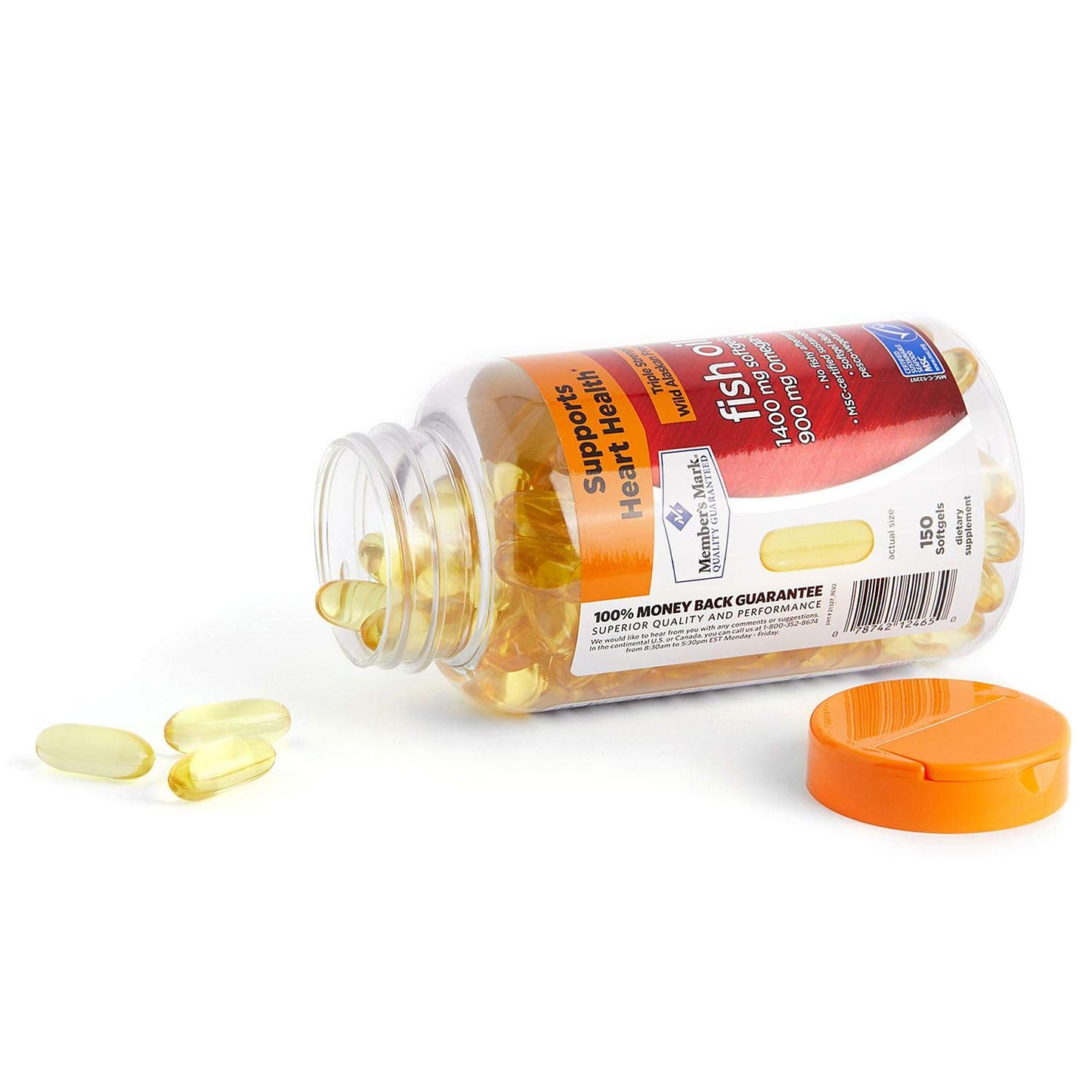Member's Mark Omega 3 Fish Oil 1400 mg (900 mg EPA/DHA), Enteric Coated Softgels, 150 Count