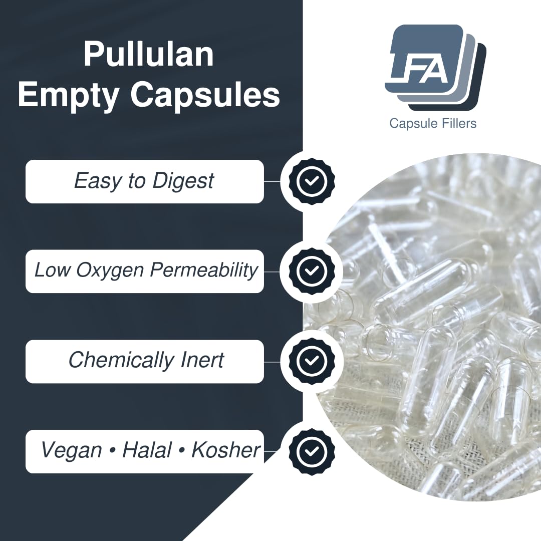 LFA Tablet Presses Vegan Pullulan Size 0 Empty Capsules, 1000 Count