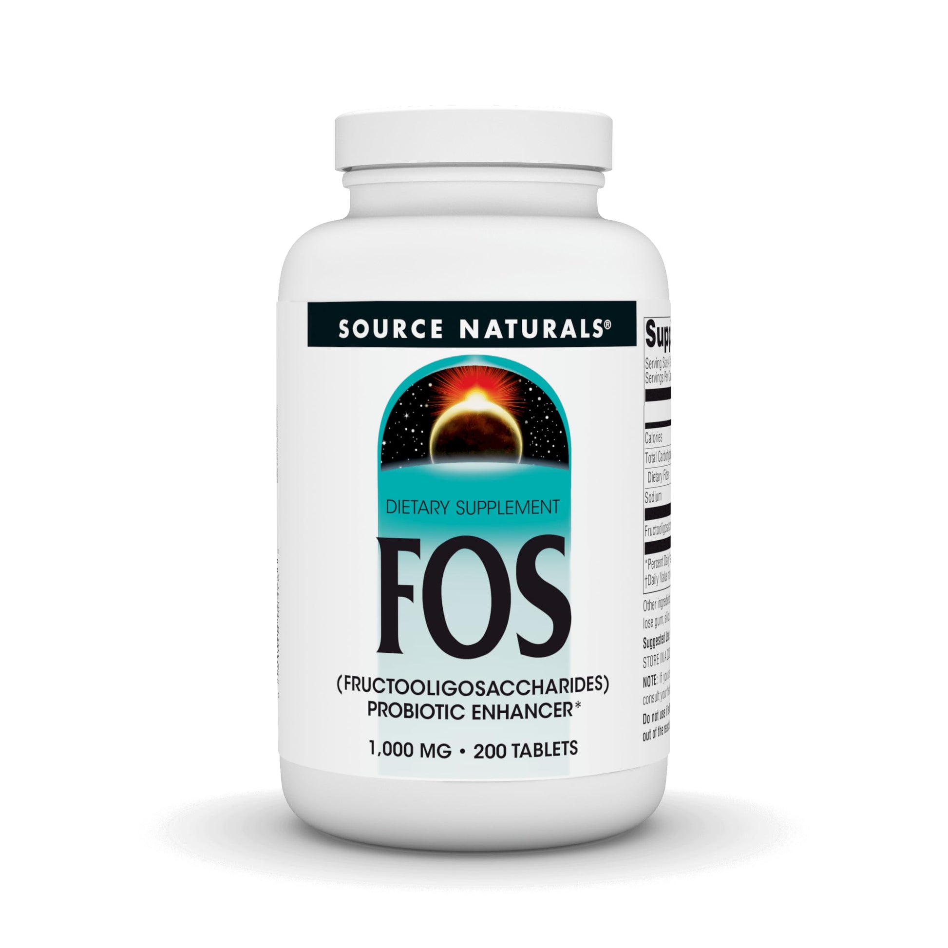 Source Naturals FOS 1000 mg Fructooligosaccharides Probiotic Enhancer, 200 Tablets