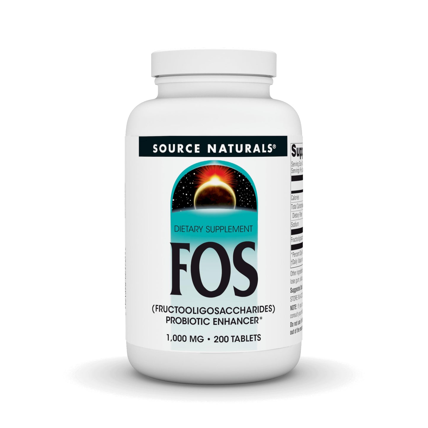 Source Naturals FOS 1000 mg Fructooligosaccharides Probiotic Enhancer Tablet 200 Tablets