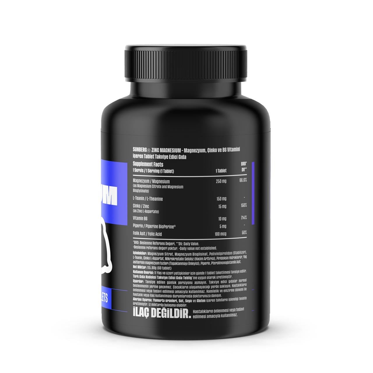 SunBerg Zinc Magnesium B6 Complex Tablet 60 Count