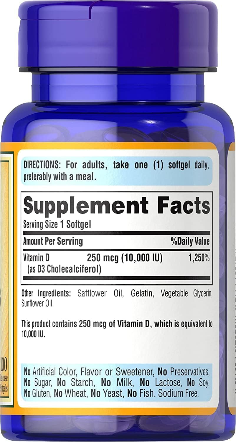 Puritan's Pride Vitamin D3 Softgels 100 Count
