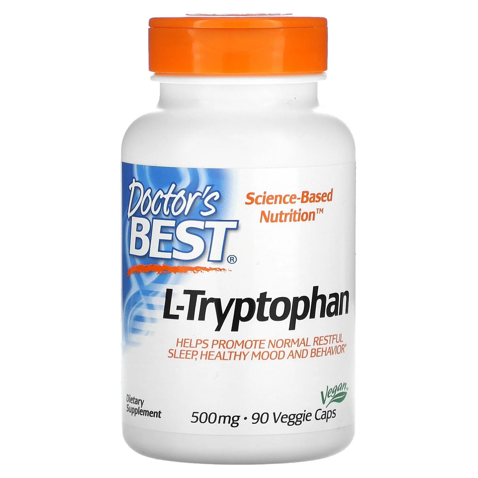 Doctor's Best L-Tryptophan featuring TryptoPure 500mg Capsules, 90 Capsules