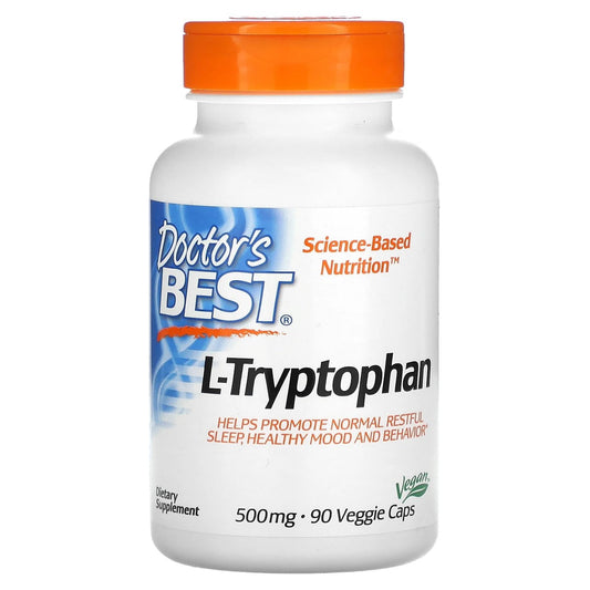 Doctor's Best L-Tryptophan featuring TryptoPure 500mg Capsules, 90 Capsules