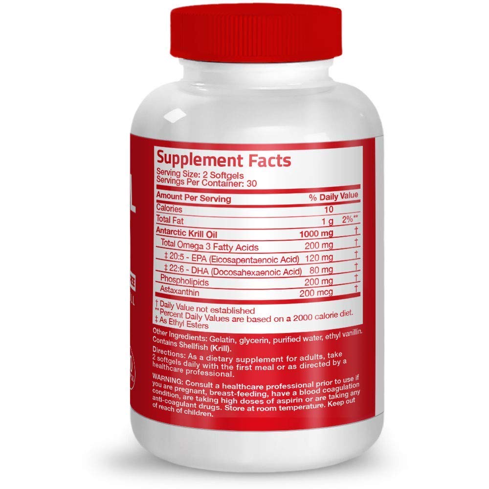 Bronson Antarctic Krill Oil 1000 mg Softgel, 2-Count