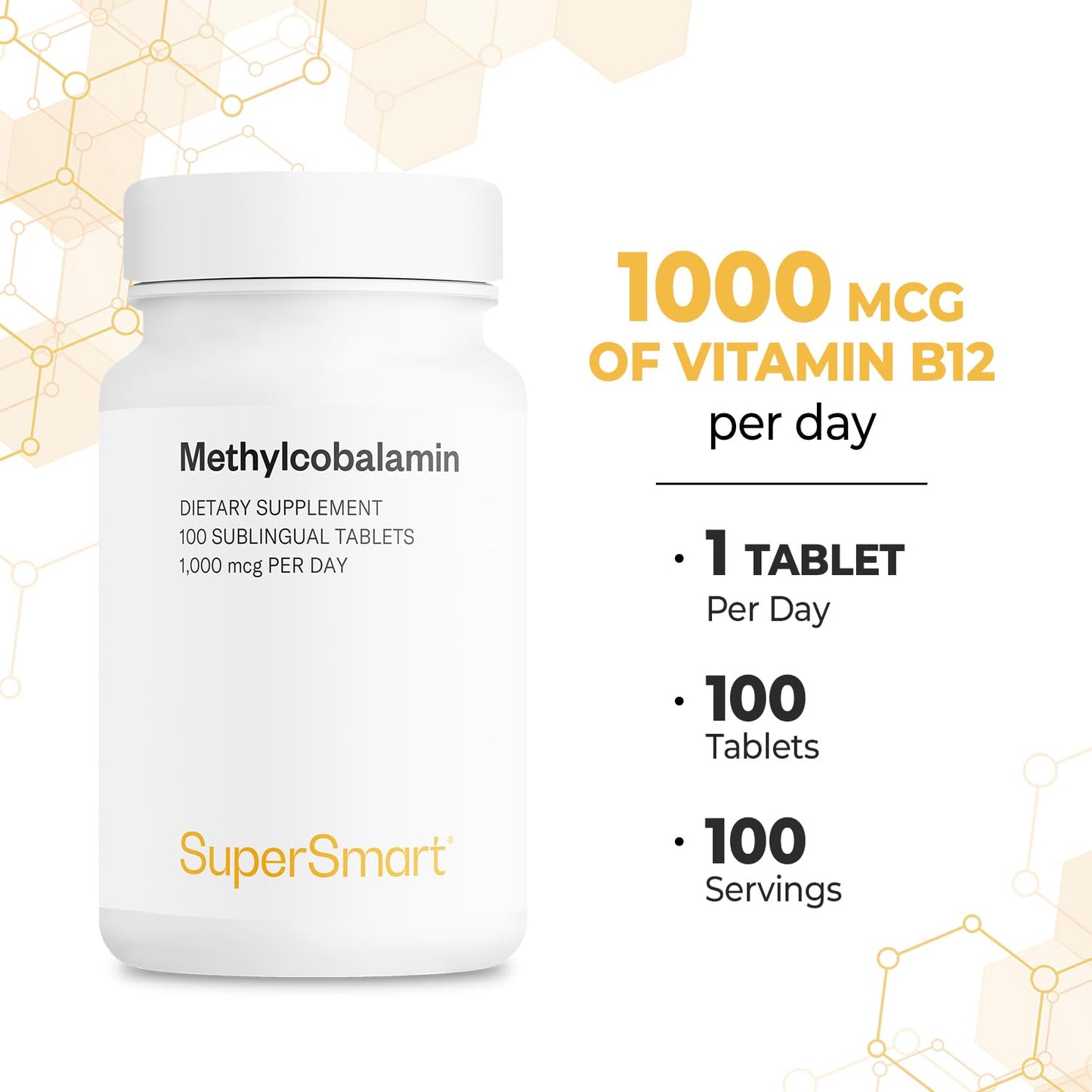 Supersmart Methylcobalamin B12 1000mcg Tablet 100 Count