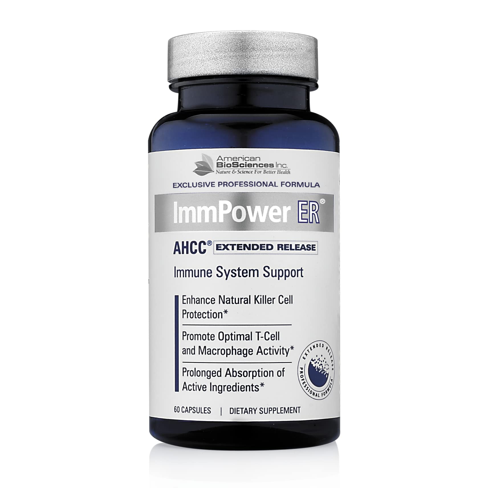 American BioSciences Imm Power ER AHCC (Extended Release) Immune Support Mushroom Supplement 60 Capsules
