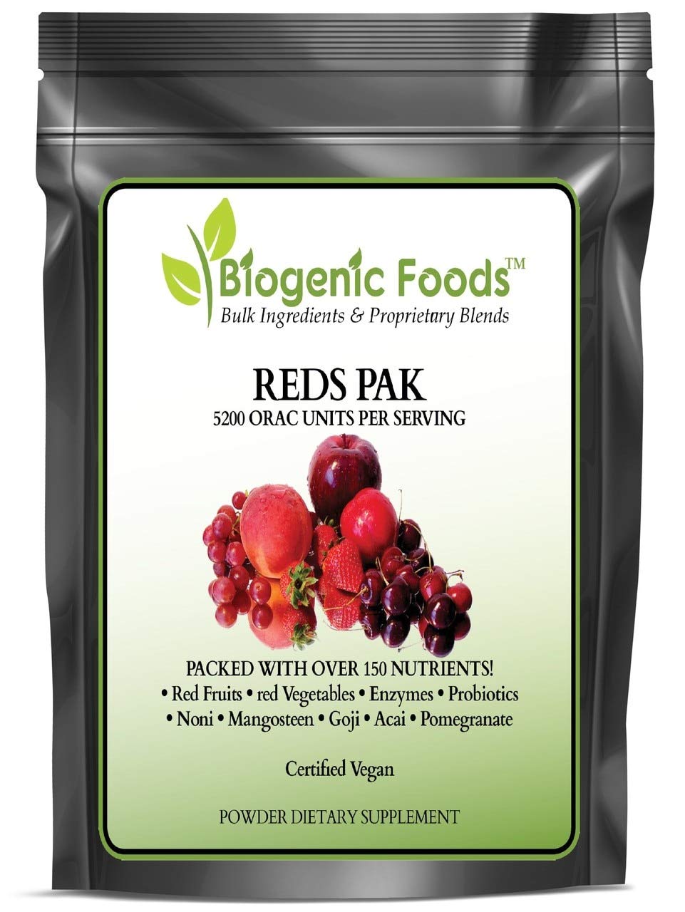 Biogenic Foods Reds Pak Natural Super Fruit & Vegetable Blend with Antioxidants & Phytonutrients Organic Powder 2.44 Ounce