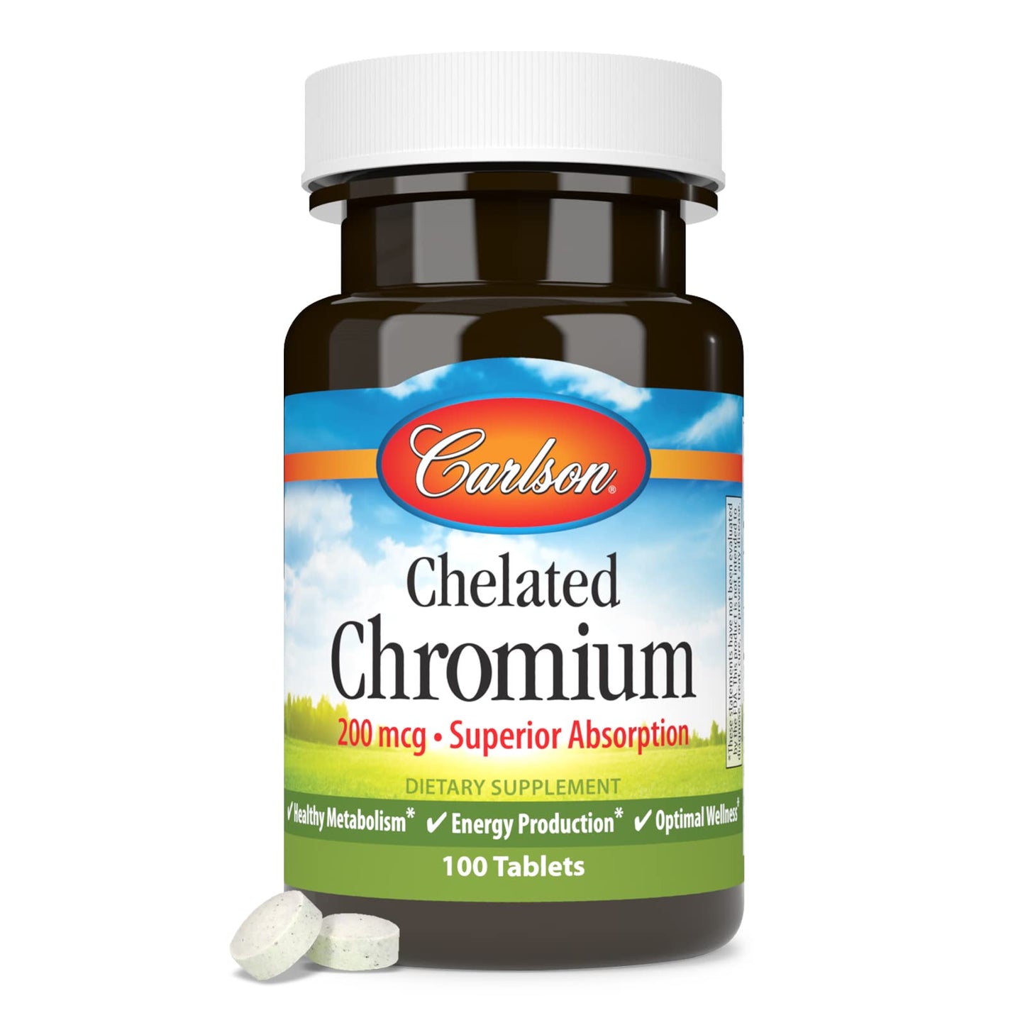 Carlson Chelated Chromium 200 mcg Tablets, 100 Count
