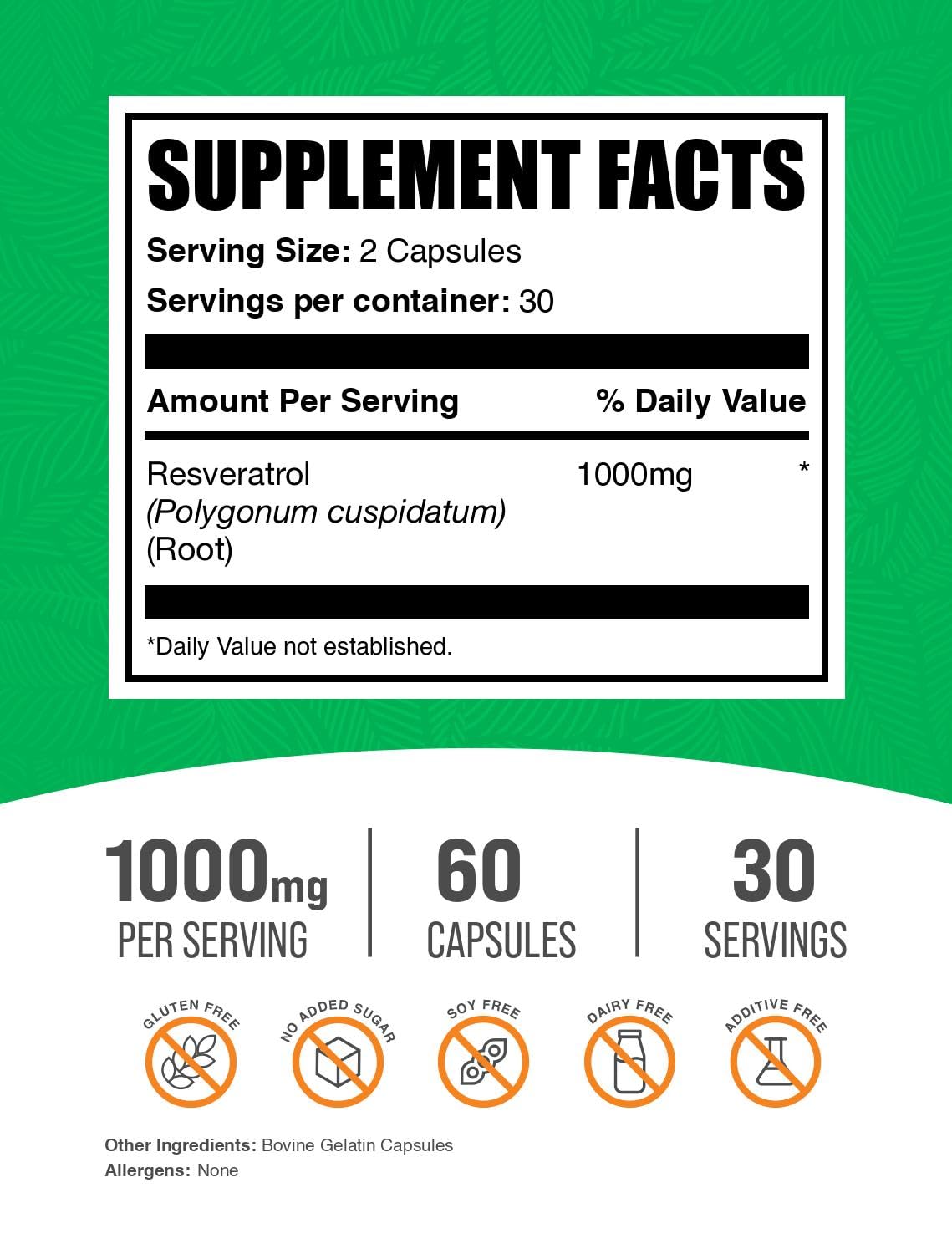 BulkSupplements Resveratrol Capsules 60 Count