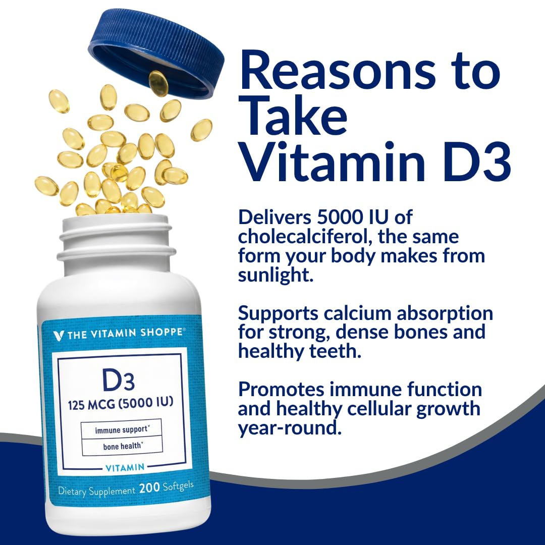 The Vitamin Shoppe Vitamin D3 5000 IU Supplement Softgels 200