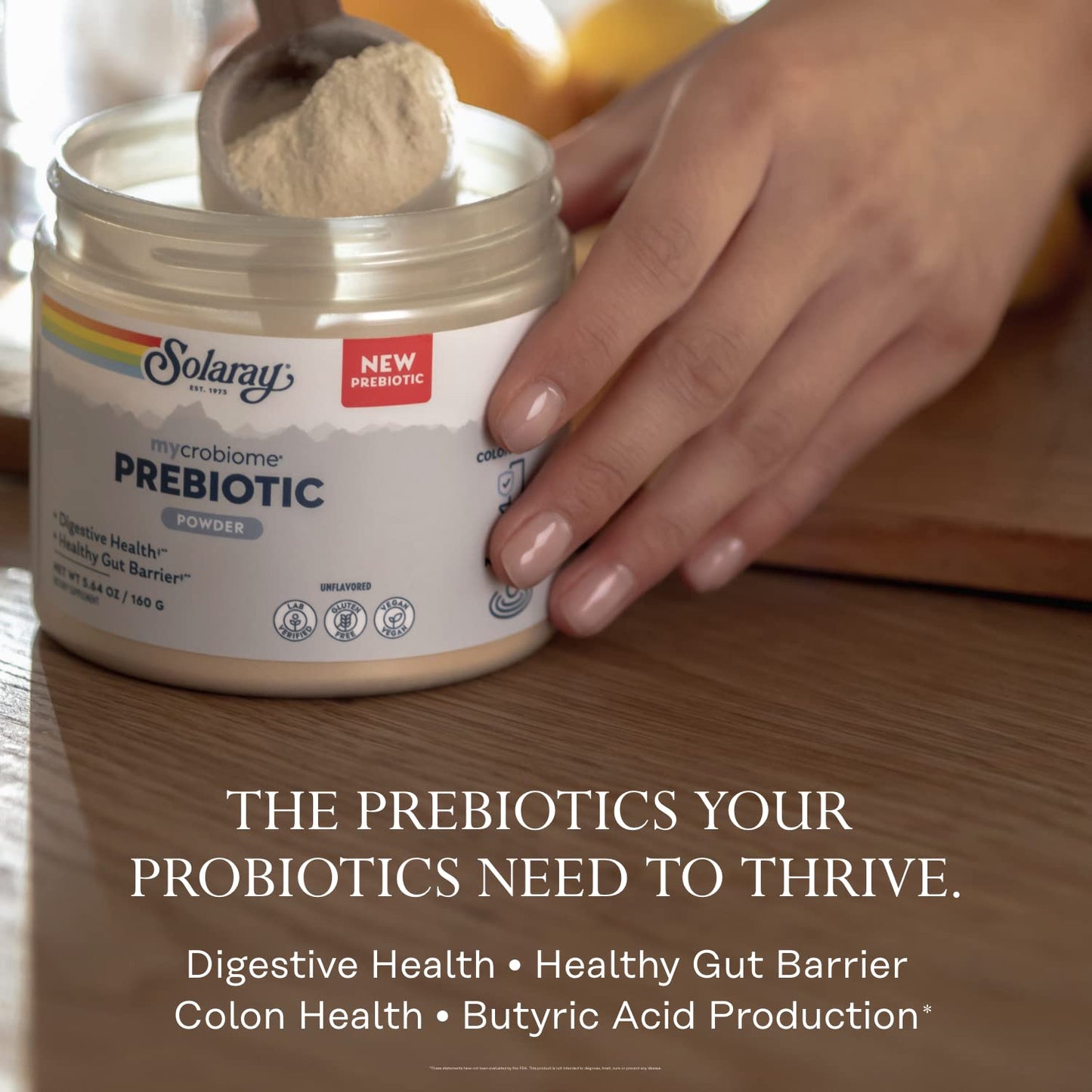 SOLARAY Mycrobiome Prebiotic Powder, 20 Servings, 5.64 oz