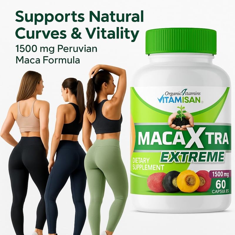 VITAMISAN Maca Xtra Extreme 1500 mg – Maca Root + Aguaje Extract 1500 mg Capsules, 60 Count