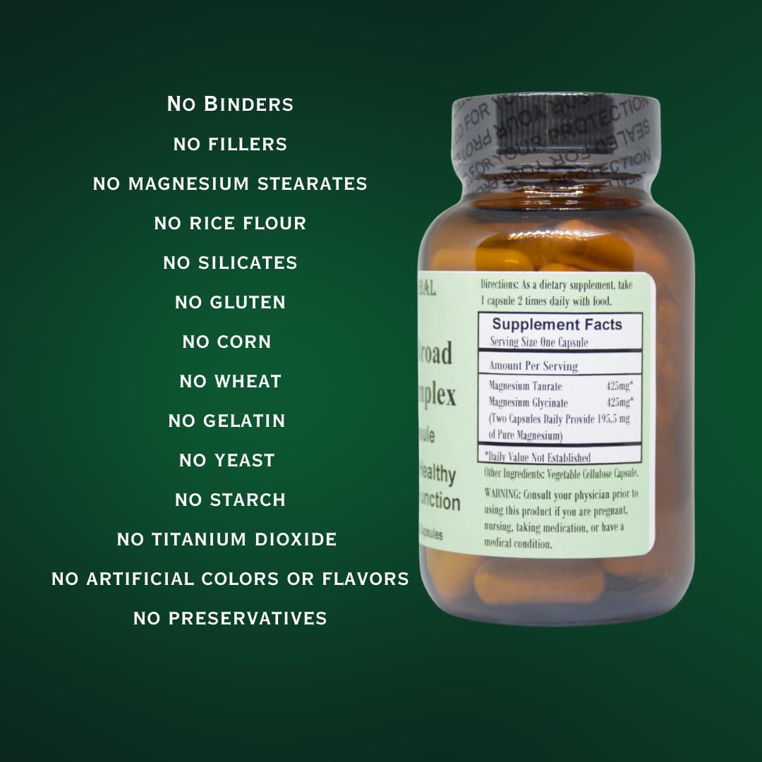 Barlowe's Herbal Elixirs Magnesium Complex 850mg per Capsule, 60 Capsules