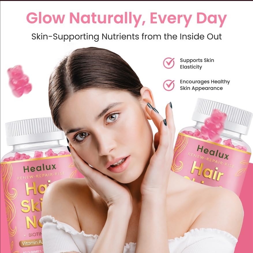 Healux Hair Skin and Nails Biotin Gummies 5000 mcg, 60 Gummies