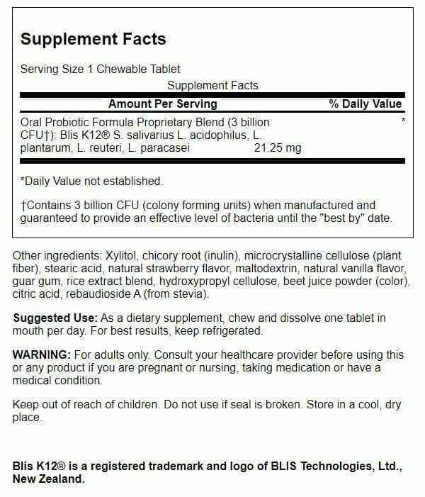 Swanson Oral Probiotic Formula with BLIS K12 60 Chewable Tablets