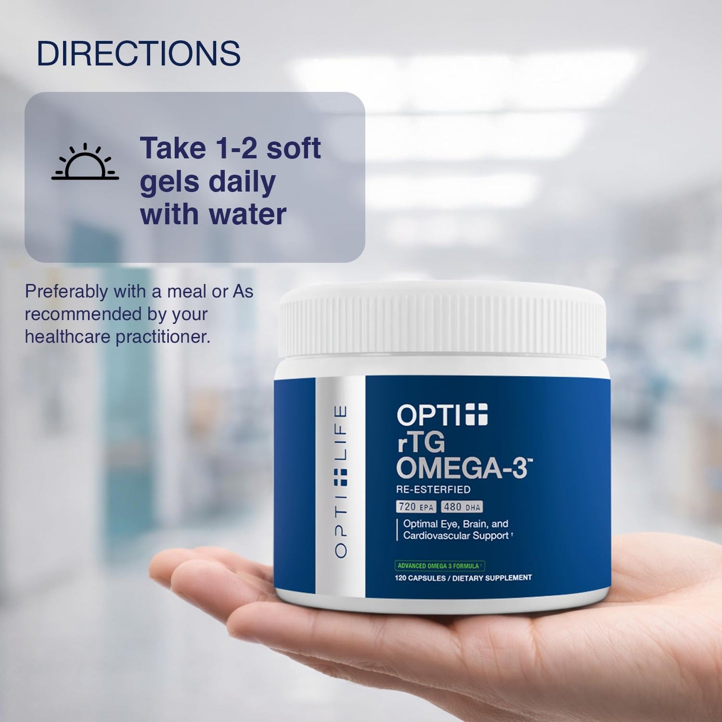 Opti + Life Omega-3 Fish Oil Capsules, 120 Count