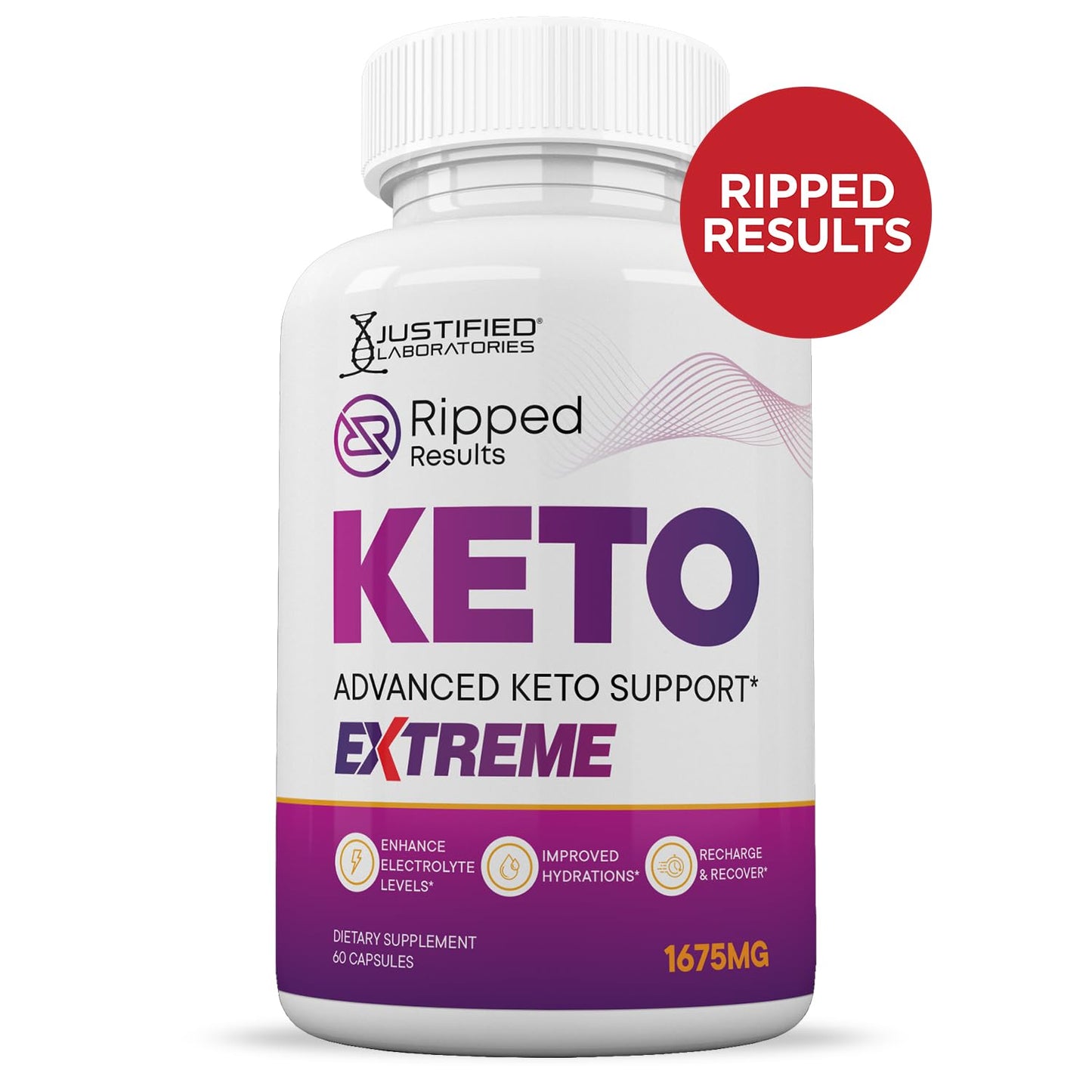 Justified Laboratories Ripped Results Keto ACV Extreme 1675MG Keto Support Blend Capsule 300 Capsules