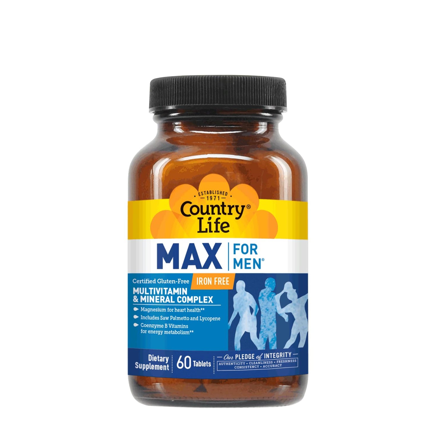 Country Life Max for Men Multivitamin & Mineral Complex Iron-Free Vegetarian Tablets, 60 Count