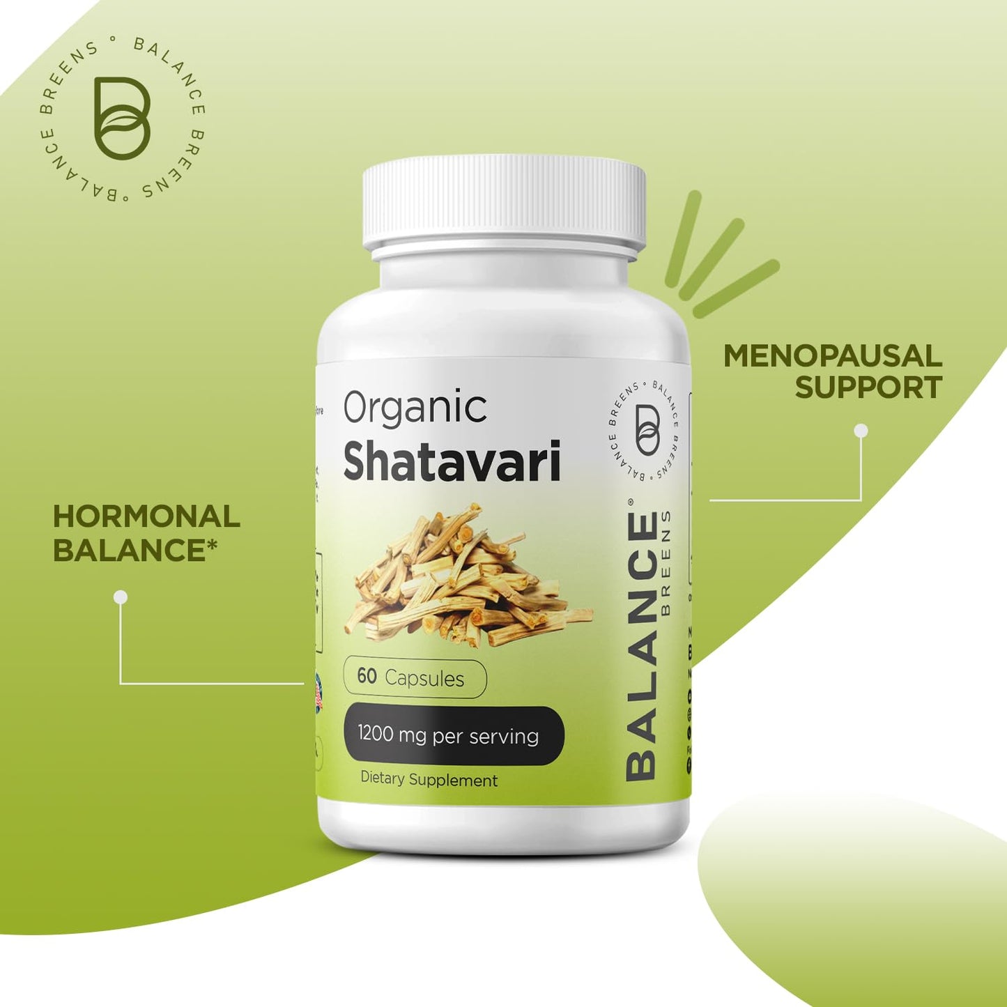 Balancebreens Organic Shatavari 1200mg, 60 Capsules