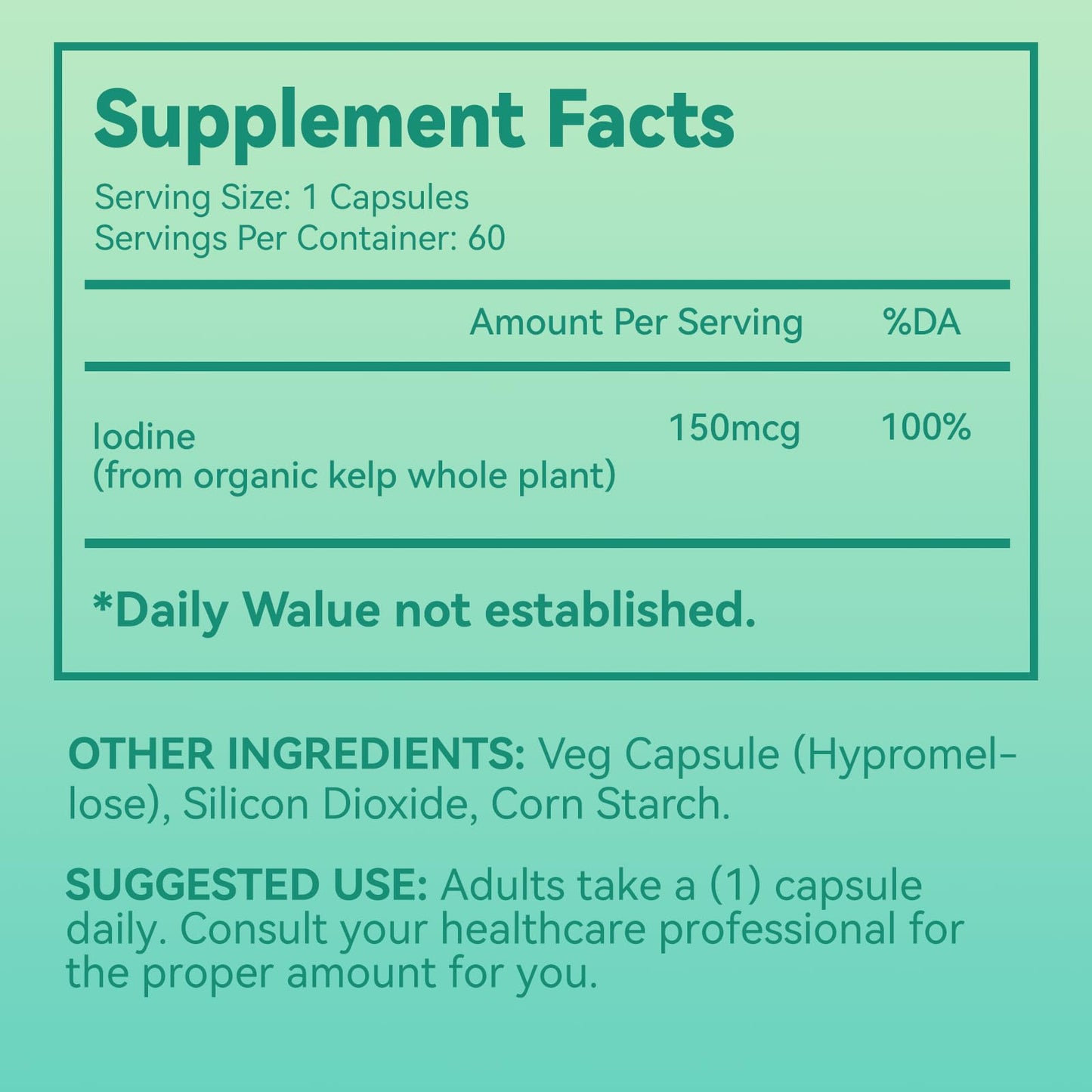 Babivek Iodine Supplement from Sea Vegetable Complex, 60 Vegan Capsules