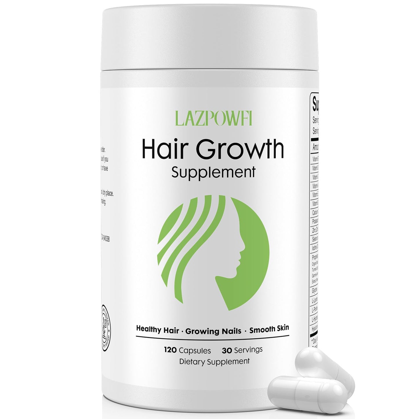 Lazpowfi Hair Growth Supplement Capsule, 120 Capsules