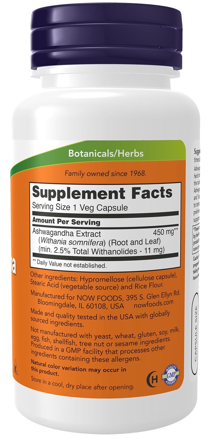 NOW Foods Ashwagandha Extract 450mg Capsules 90 Count