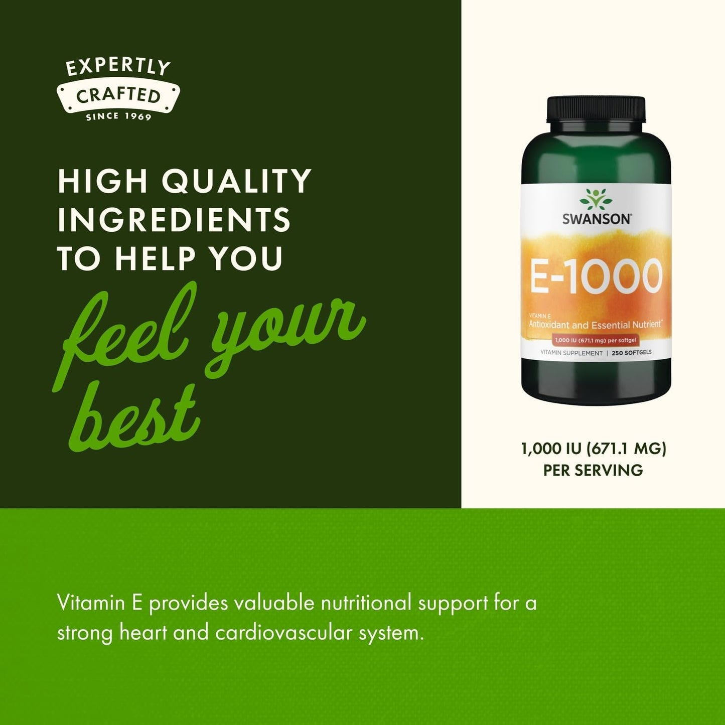 Swanson Vitamin E 1000 IU Softgels, 500 Count